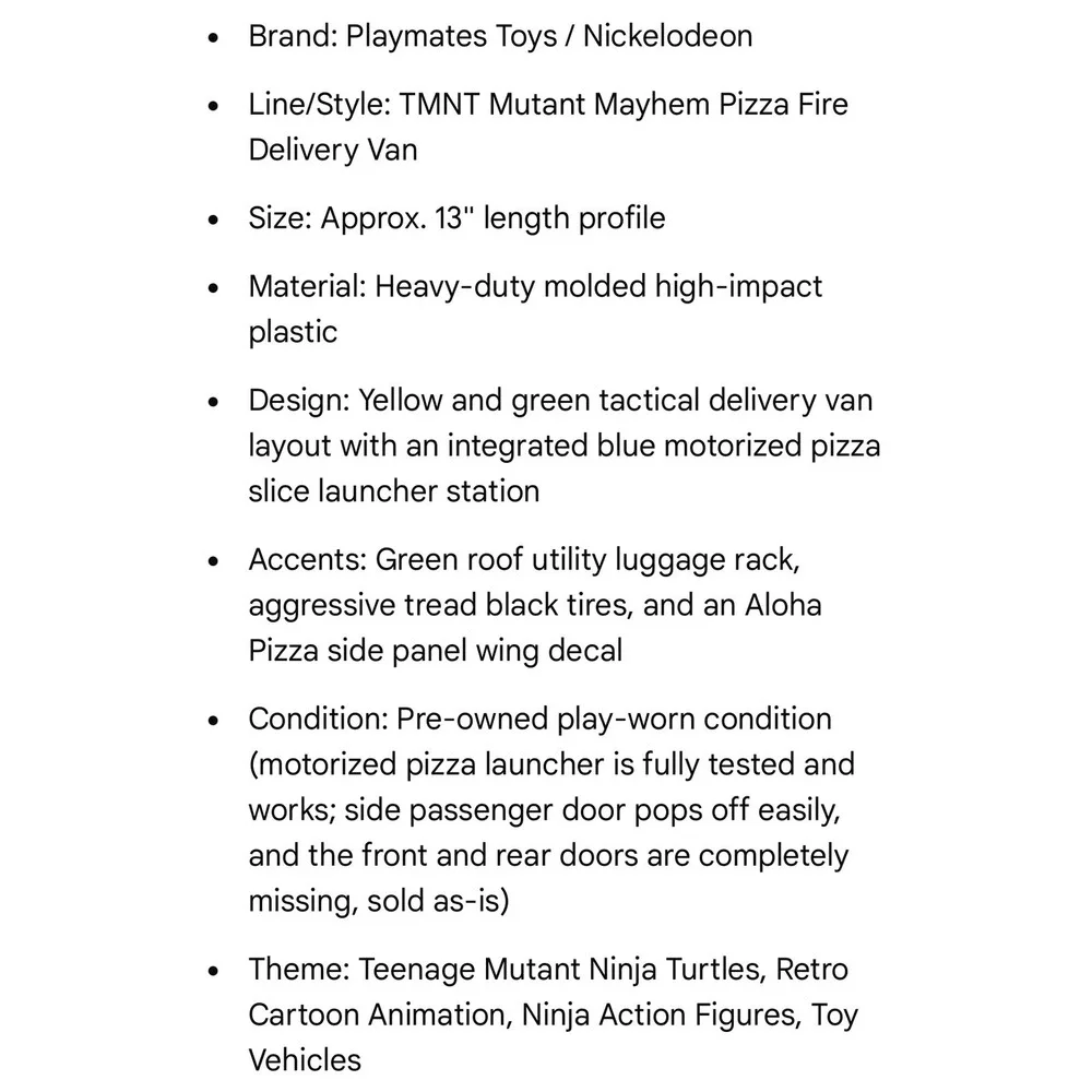 TMNT Mutant Mayhem Pizza Fire Van Playmates 2023 Ninja‎ Turtles Vehicle